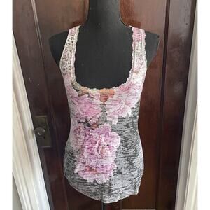 Vintage Y2K HIP 𝅺Happening In The Present Floral Lace Thin Tank Womens LARGE
